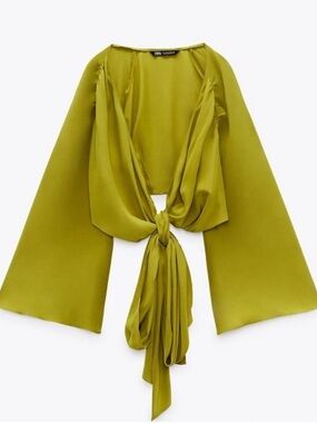 Zara wraparound tie front blouse